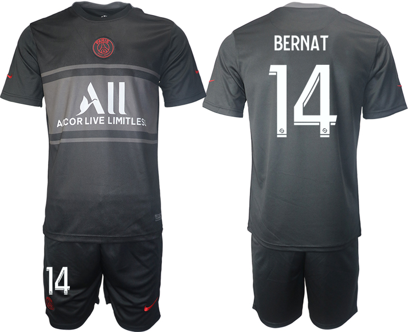 Men 2021-2022 Club Paris St German Second away black #14 Soccer Jersey